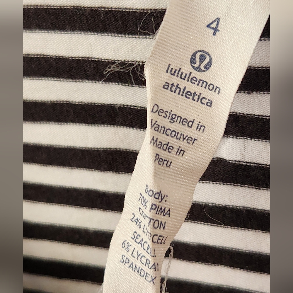 Lululemon Women's Weekend Long Sleeve Shirt Classic Stripe Black White Size 4 - Picture 3 of 8